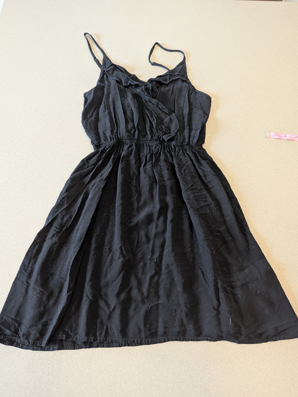 Black Ruffle Spaghetti Strap Mini Dress